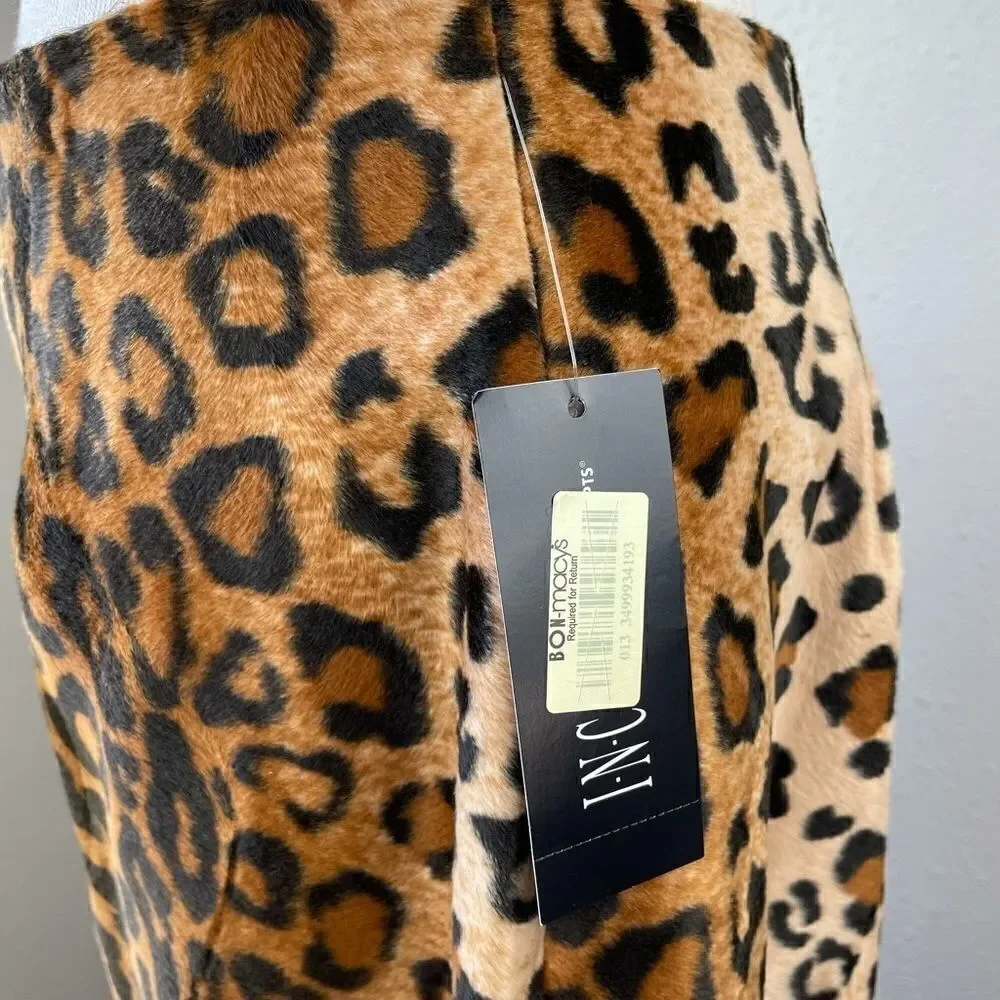 NWT INC Leopard Print Velour Skirt Size 10